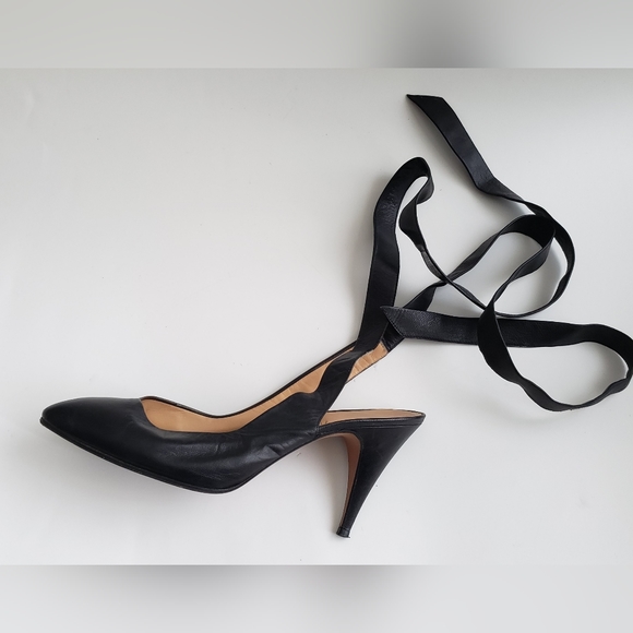 Vintage | Leather slingbacks with ankle wrap - Picture 8 of 10
